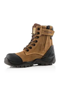 Dark Brown Buckbootz Safety Lace Zip Boot BSH008