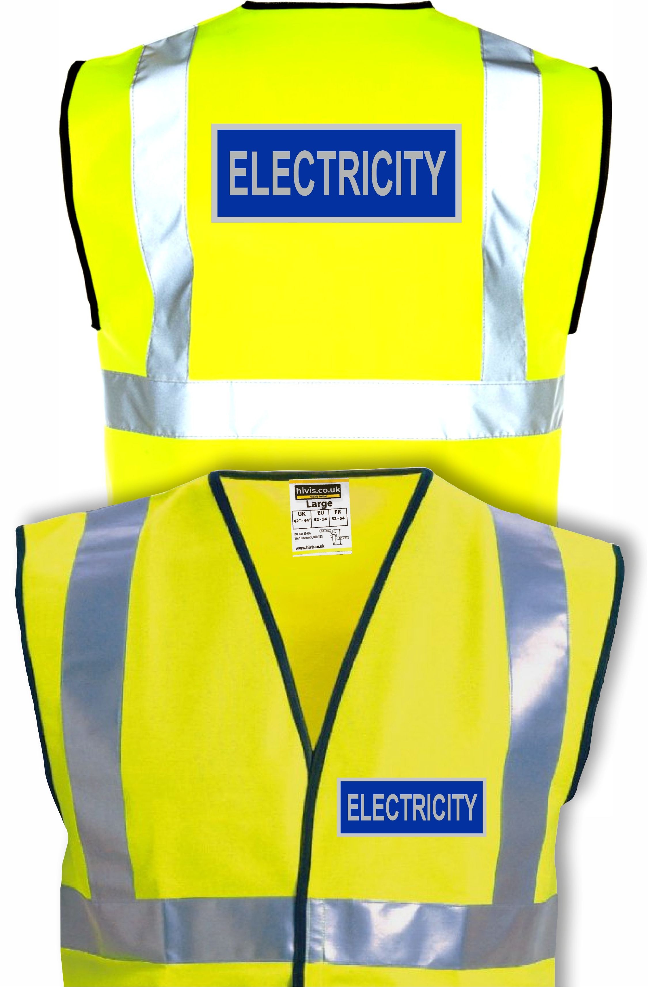 Hi Vis Vest With Blue And Silver Electricity Print