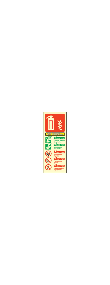 Wet chemical fire extinguisher ident sign
