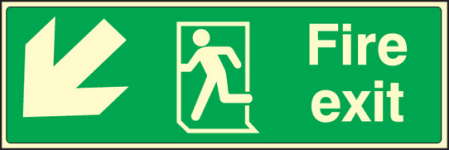 Fire exit down and left sign