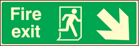 Fire exit down and right sign