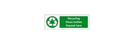 Recycling glass bottles sign