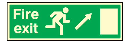 Fire exit up and right sign