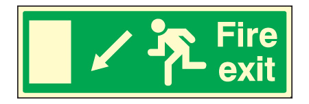 Fire exit down and left sign