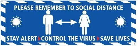 Blue Social Distance Banner Keep 2 Metres