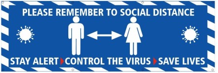 Blue Social Distance Banner Keep 2 Metres