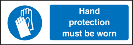 Hand protection must be worn sign