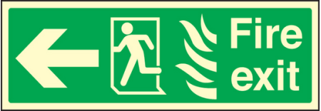 Fire exit arrow left HTM sign