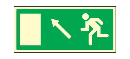 Fire exit up and left sign