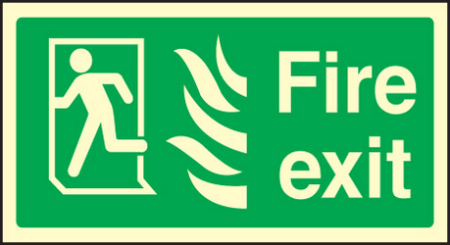 Fire exit left HTM sign