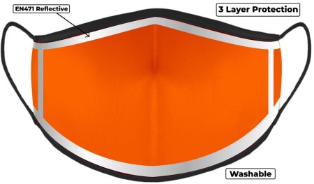 Orange Hi Vis Face Mask with Reflective Edge