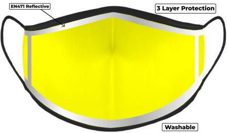 Yellow Hi Vis Face Mask with Reflective Edge