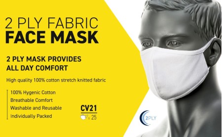 2 Layer Face Mask White CV21