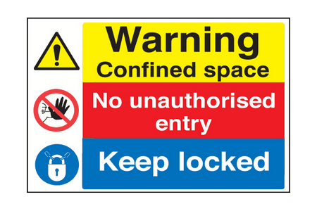 Warning confined space/keep locked sign
