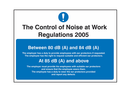 Noise at work regulations sign