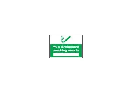 Your designated smoking area is sign