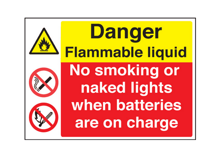 Highly Flammable/batteries on charge sign