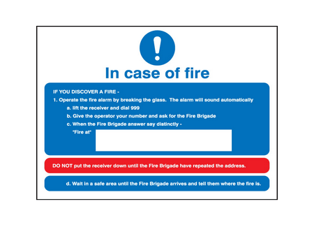 In case of fire sign