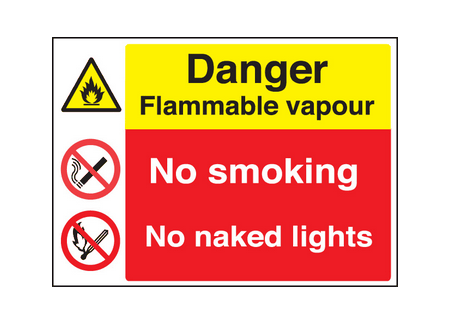 Flammable vapour sign