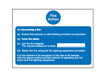 Fire action caravan sign