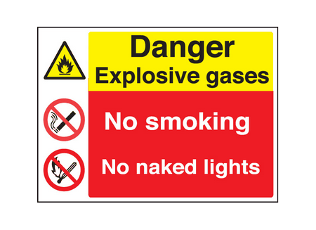 Explosive gasses/no smoking/naked lights sign