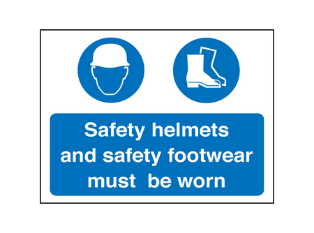 helmets/footwear must be worn sign