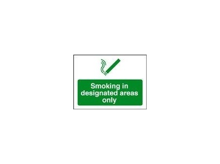 No Smoking in designated area sign