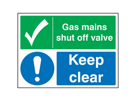 Gas mains shut off valve keep clear sign