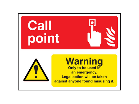 Fire alarm warning only to be operated in emergency sign