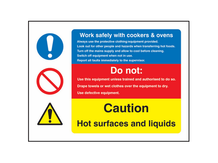 Work with cookers & ovens sign