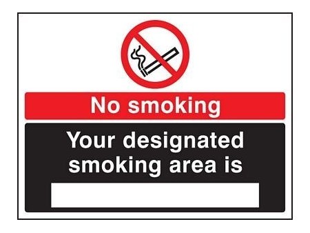 No smoking designated area sign