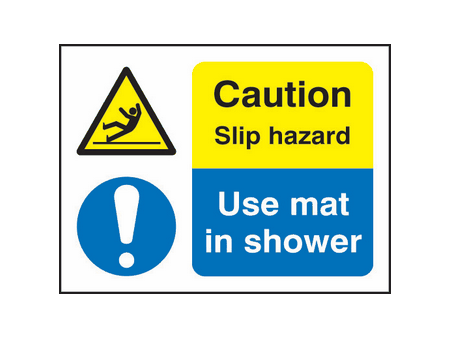 Use mat in shower sign