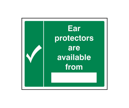Ear protectors available from sign