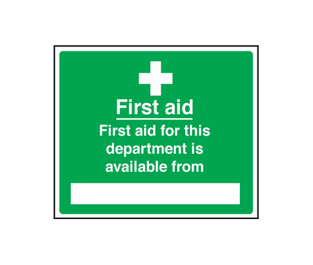 First aid for department available from sign