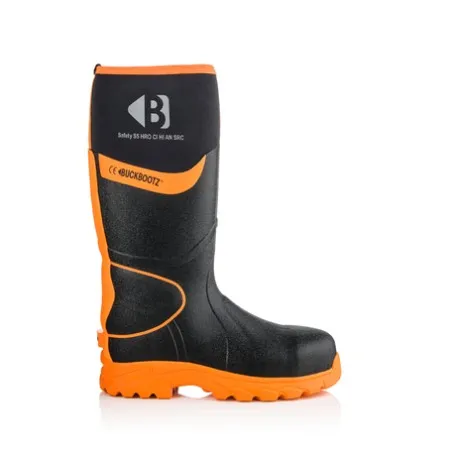 Buckbootz Black and Orange Hi Vis Wellington BBZ8000
