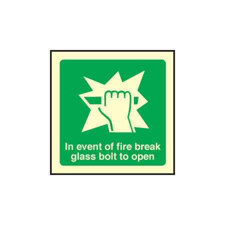 Break glass bolt to open sign