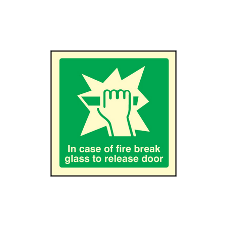Break glass to release door sign