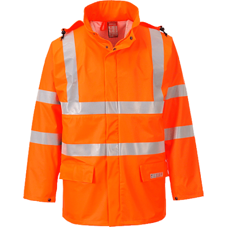 Orange flame retardent waterproof hi vis coat