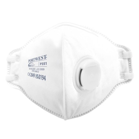 Portwest P351 FFP3 Valved Fold Flat Mask pack 20