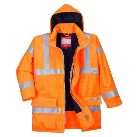 Flame retardant anti static hi vis coat Portwest S778