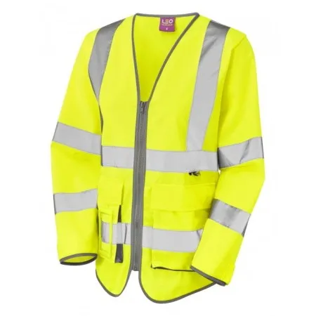 Womens Long Sleeve Zip Hivis Vest With Pockets Yellow