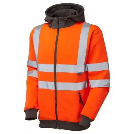 Hi Vis Zipped Hooded Sweatshirt LEO SS02 Orange