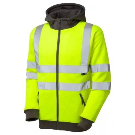 Hi Vis Zipped Hooded Sweatshirt LEO SS02 Yellow