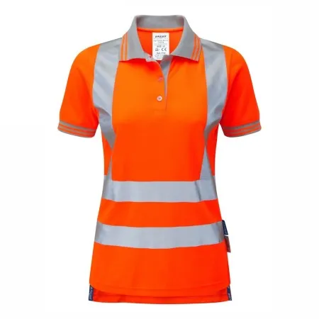 Ladies Orange Hi Vis Short Sleeve Polo Pulsar PR701