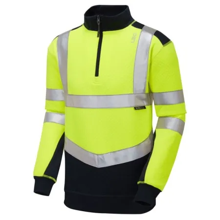 Hi Vis Quarter Zip Two Tone Sweatshirt LEO SS08 Yellow
