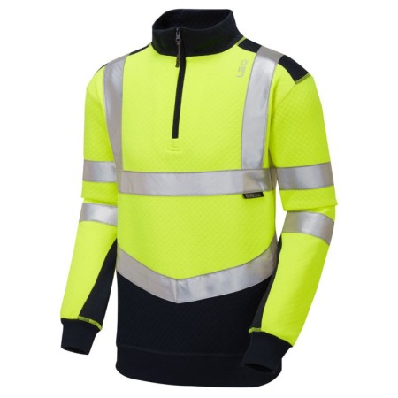 Hi Vis Quarter Zip Two Tone Sweatshirt LEO SS08 Yellow
