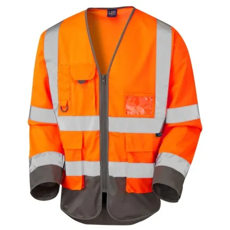 Leo S12 Long SLeeve hi vis vest Orange Grey