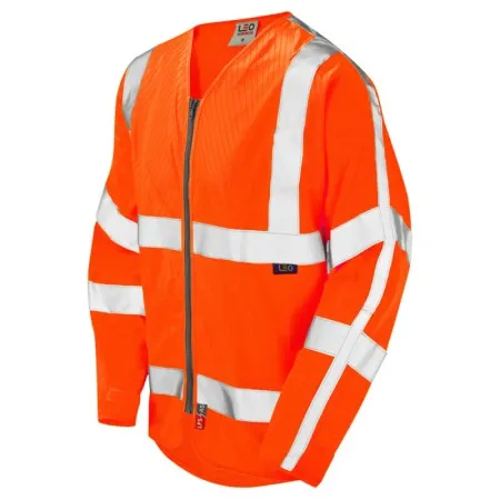Leo LFS Anti-Static Sleeved Zip Hi Vis Vest Class 3 - S25 orange