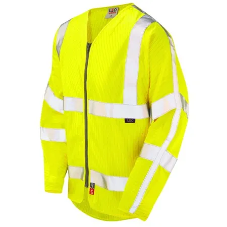 Leo LFS Anti-Static Sleeved Zip Hi Vis Vest Class 3 - S25 Yellow