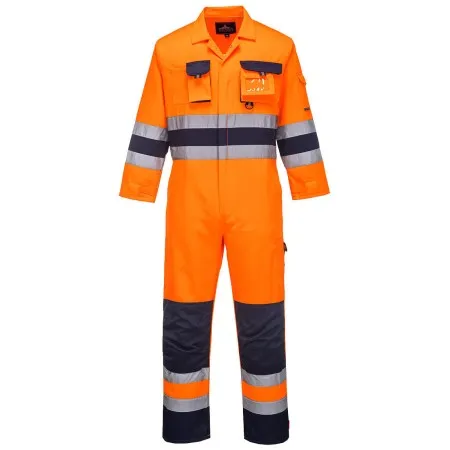 Portwest Hi-Vis Coverall Orange/Navy - TX55 FRONT